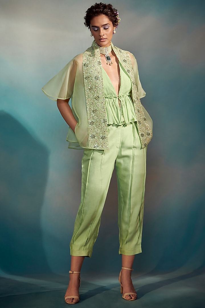 Lime Green Embroidered Co-ord Set by Suhino at Pernia's Pop Up Shop