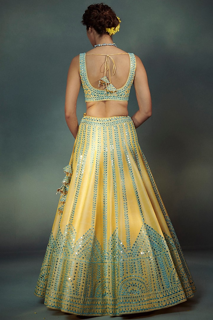 Yellow Raw Silk Wedding Lehenga Set by Suhino at Pernia's Pop Up Shop