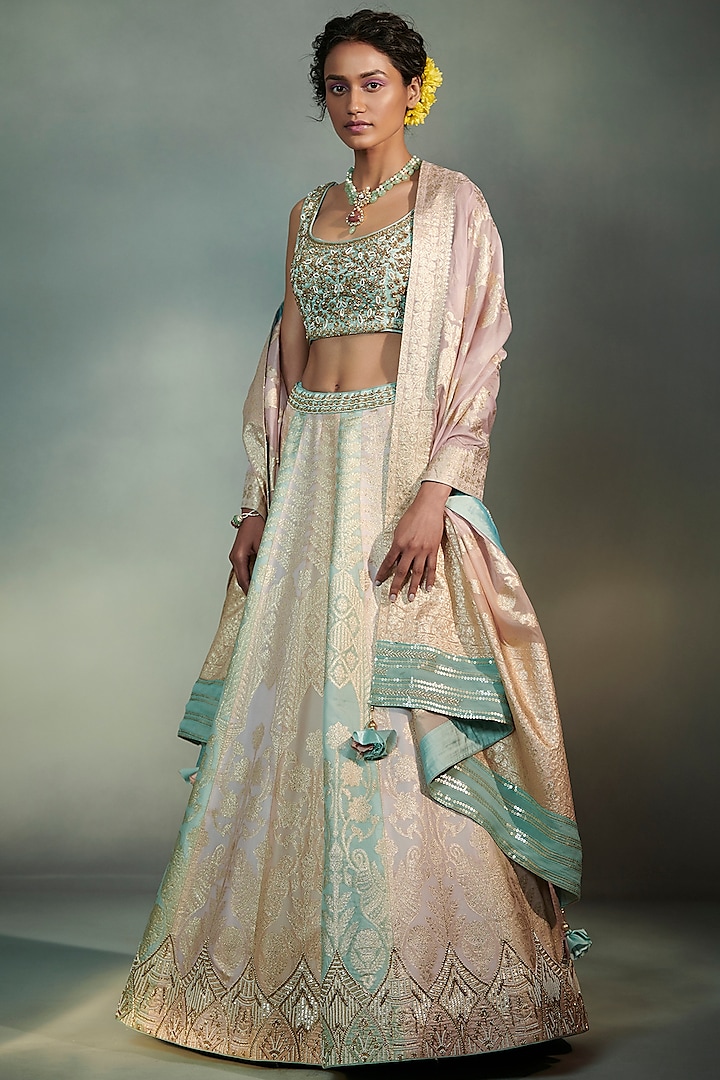 Multi Colored Embroidered Lehenga Set by Suhino