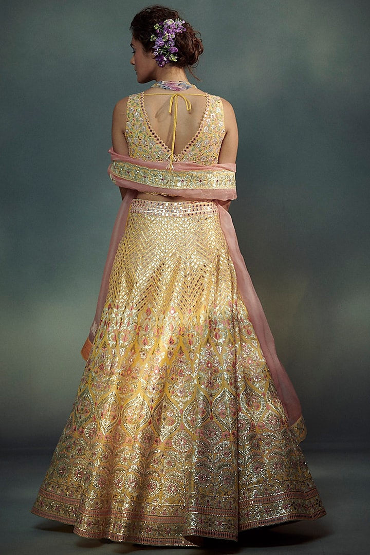 Yellow Embroidered Wedding Lehenga Set by Suhino at Pernia's Pop Up Shop