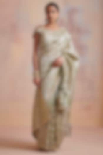Moss Green Embellished Saree Set by Suhino