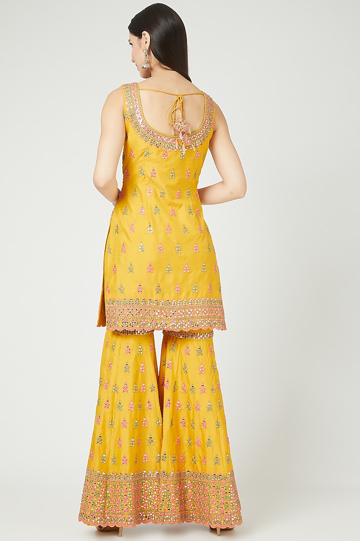 Yellow Embroidered Gharara Set by Suhino at Pernia's Pop Up Shop