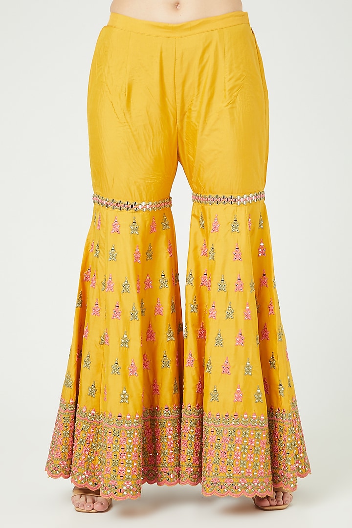 Yellow Embroidered Gharara Set by Suhino at Pernia's Pop Up Shop