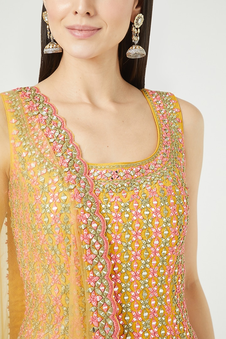 Yellow Embroidered Gharara Set by Suhino at Pernia's Pop Up Shop