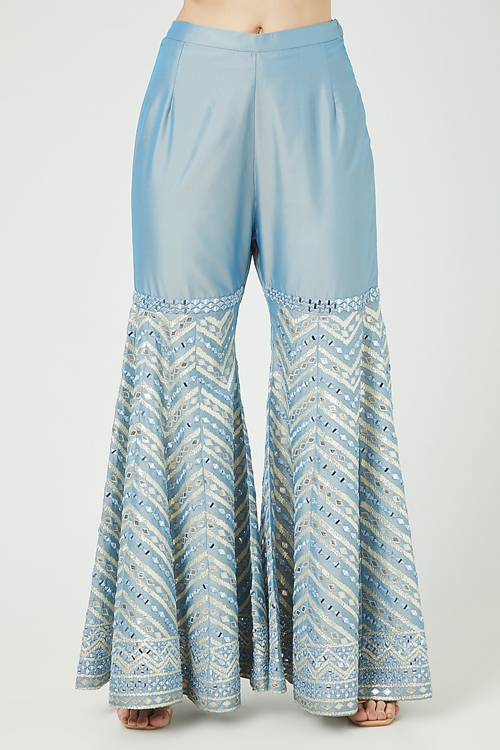 Ice Blue Embroidered Wedding Sharara Set by Suhino at Pernia's Pop Up Shop