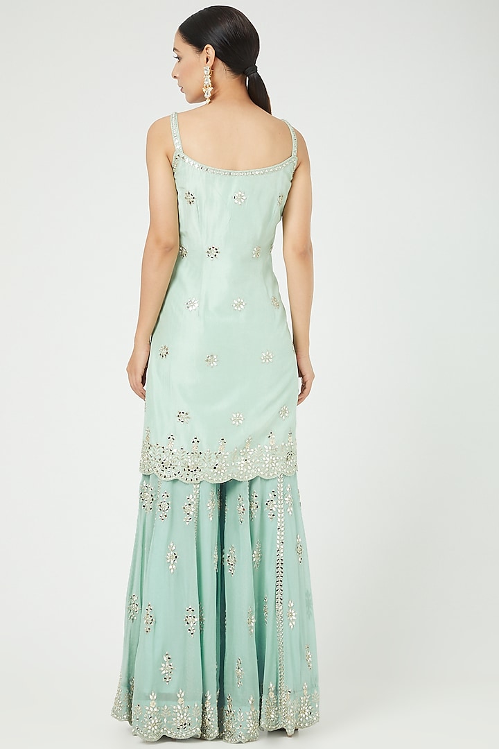 Mint Green Embroidered Gharara Set by Suhino at Pernia's Pop Up Shop