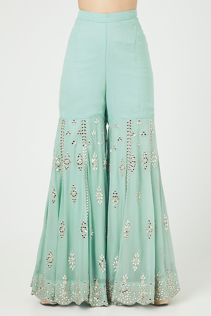 Mint Green Embroidered Gharara Set by Suhino at Pernia's Pop Up Shop