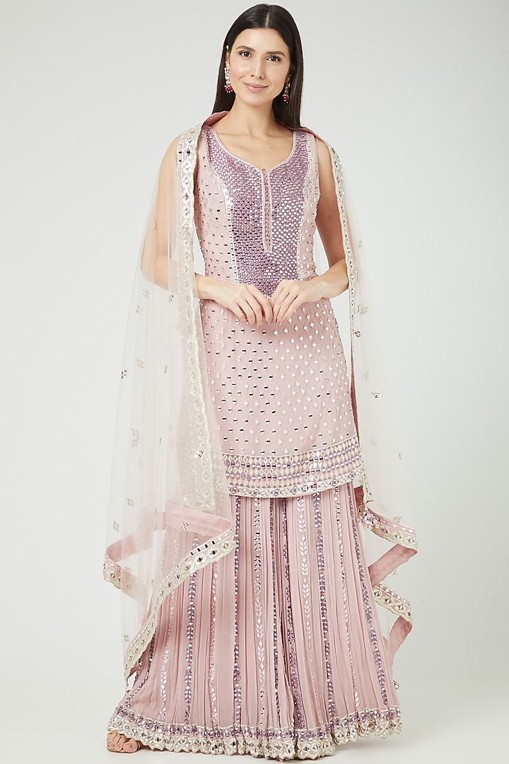 Lilac Embroidered Gharara Set by Suhino at Pernia's Pop Up Shop