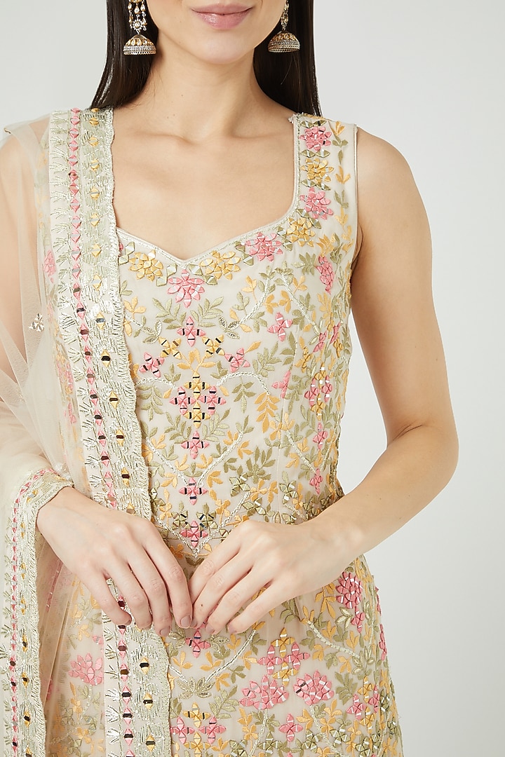 Off White Embroidered Gharara Set by Suhino at Pernia's Pop Up Shop