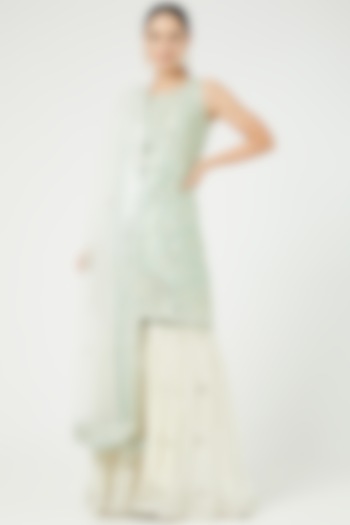 White Slub Silk Gharara Set by Suhino at Pernia's Pop Up Shop