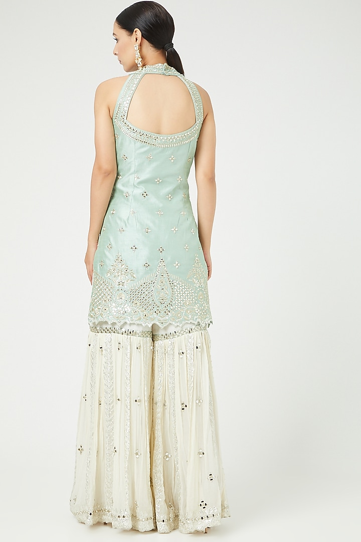 White Slub Silk Gharara Set by Suhino at Pernia's Pop Up Shop