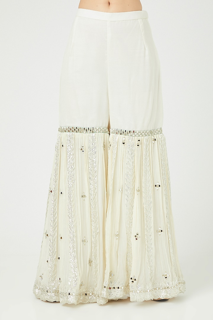 White Slub Silk Gharara Set by Suhino at Pernia's Pop Up Shop