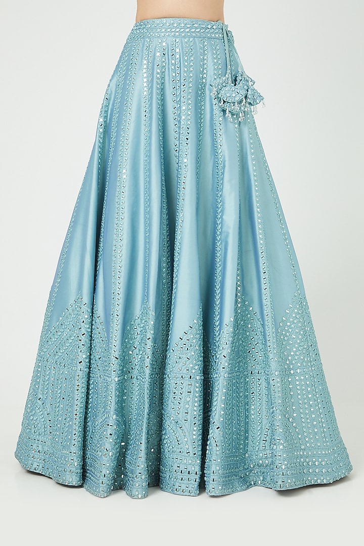 Blue Embroidered Wedding Lehenga Set by Suhino at Pernia's Pop Up Shop