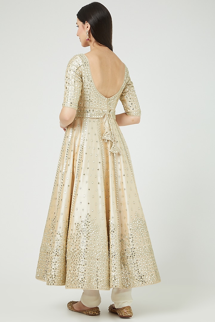 Beige Embroidered Wedding Anarkali Set by Suhino at Pernia's Pop Up Shop
