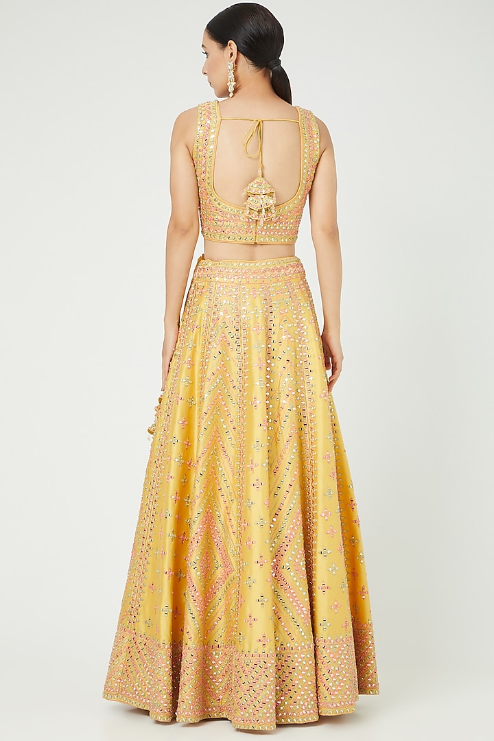 Yellow Embroidered Wedding Lehenga Set by Suhino at Pernia's Pop Up Shop