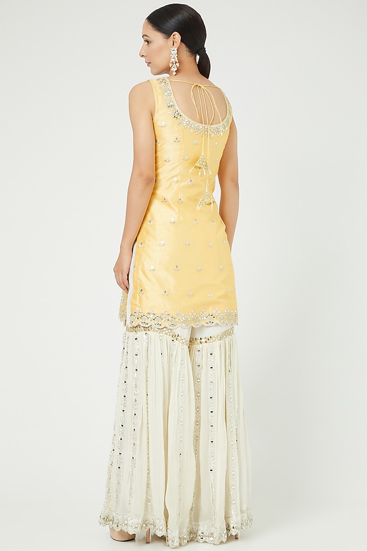 White Embroidered Gharara Set by Suhino at Pernia's Pop Up Shop