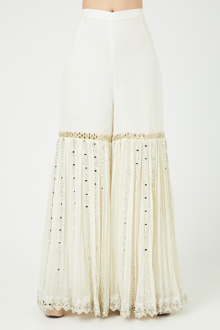White Embroidered Gharara Set by Suhino at Pernia's Pop Up Shop