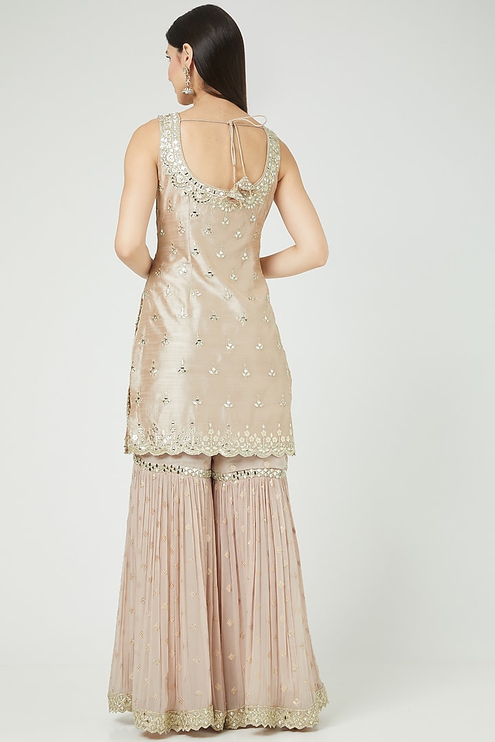 Champagne Embroidered Gharara Set by Suhino at Pernia's Pop Up Shop