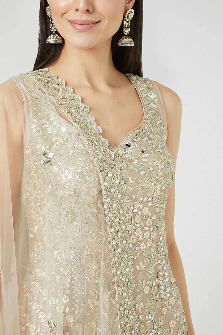 Champagne Embroidered Gharara Set by Suhino at Pernia's Pop Up Shop