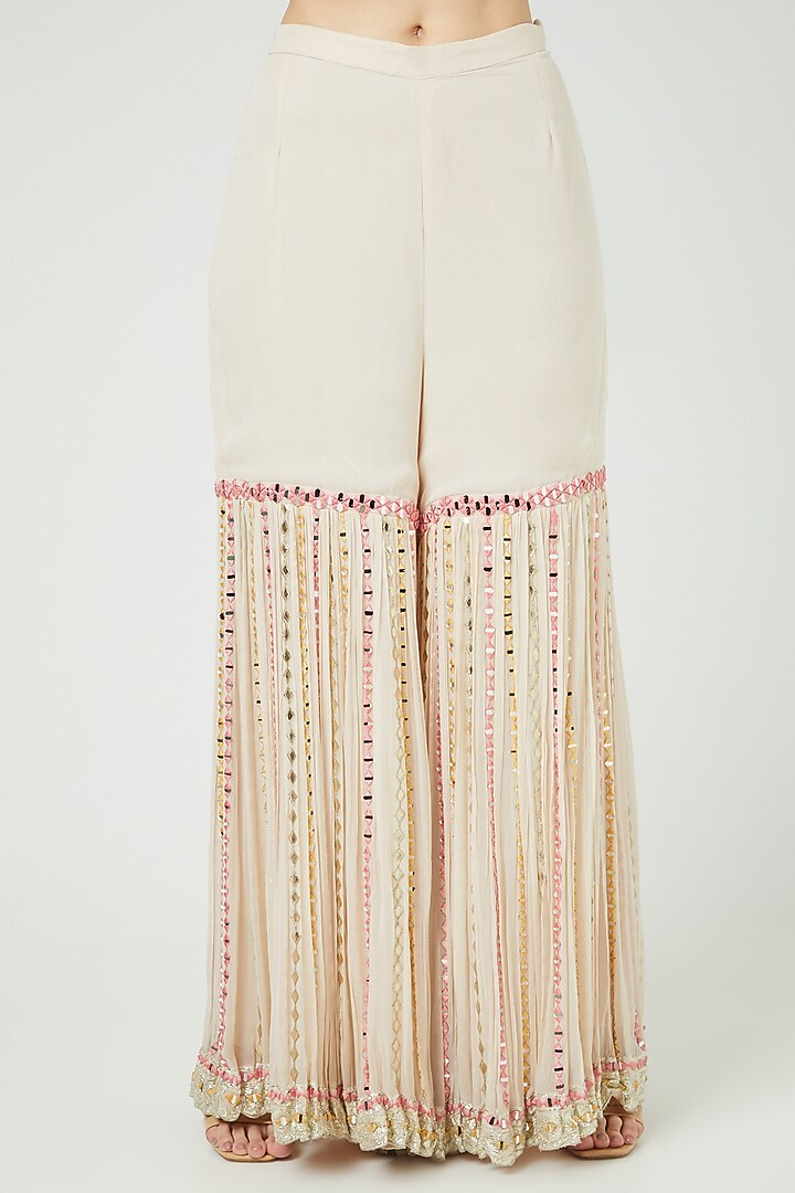 Off White Georgette Gharara Set by Suhino at Pernia's Pop Up Shop