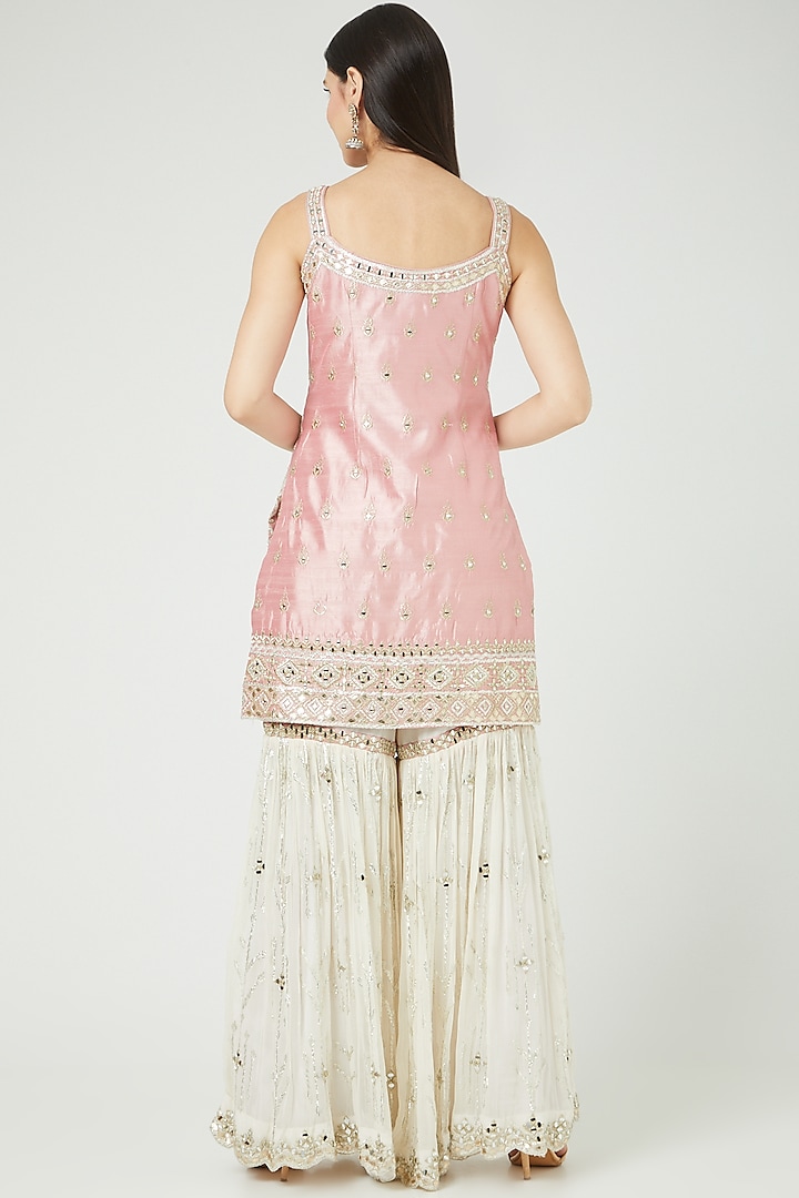 Pink Slub Silk Embroidered Gharara Set by Suhino at Pernia's Pop Up Shop