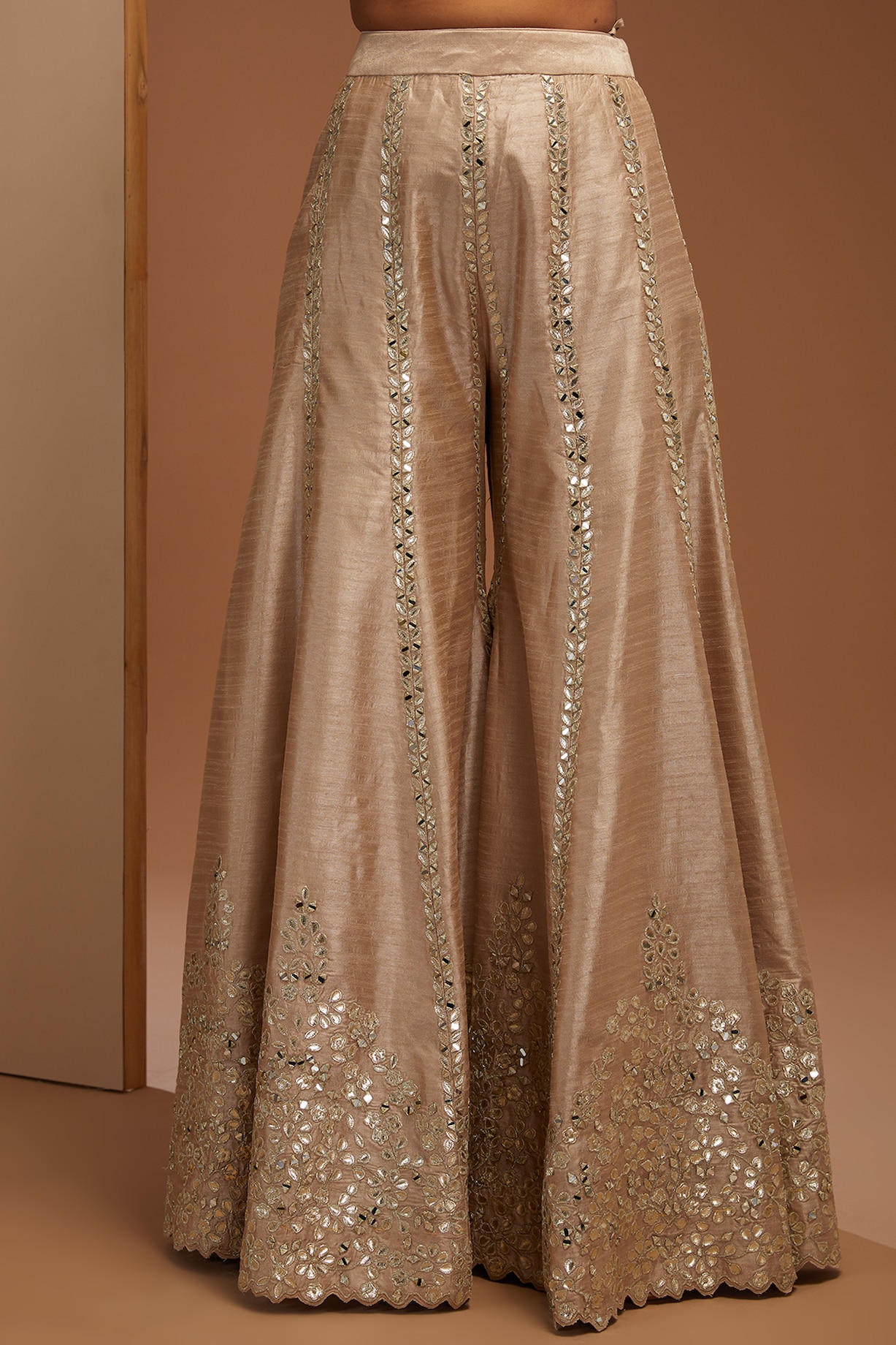 Vibrant Red Chinon Fully Embroidered Full Flair Sharara Set with beautiful Duppata main image 1