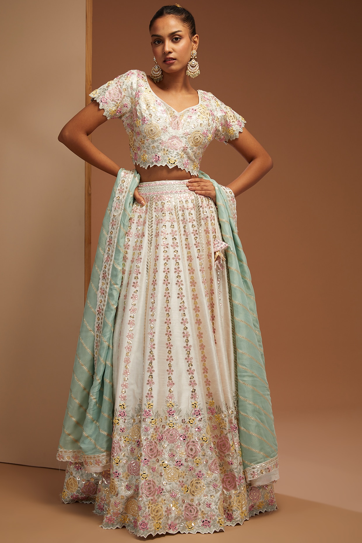 Multi Colored Net Embellished Lehenga Design by Mynah Designs By Reynu  Tandon at Pernia's Pop Up Shop 2024