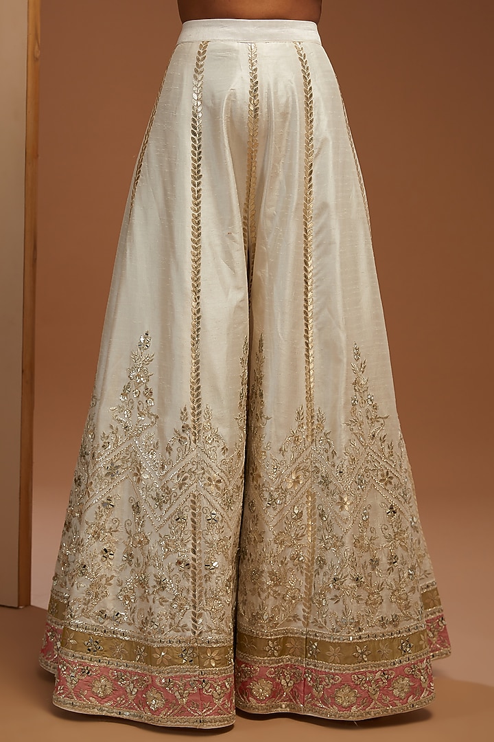 White Slub Silk Embroidered Wedding Sharara Set by Suhino at Pernia's Pop Up Shop