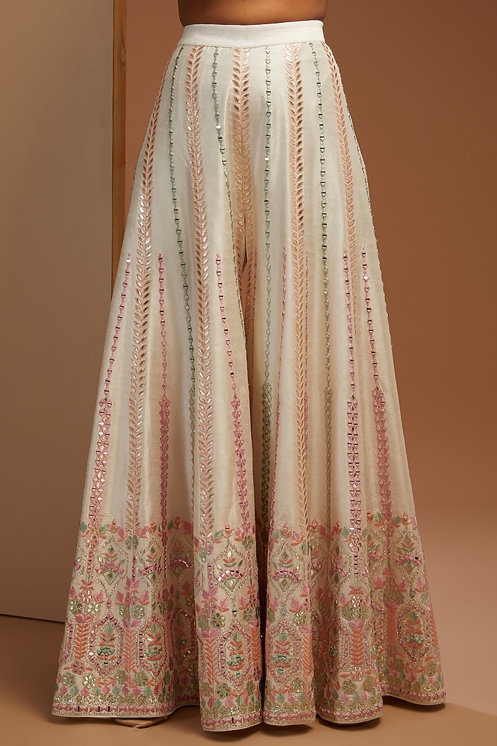 White Slub Silk Embroidered Wedding Sharara Set by Suhino at Pernia's Pop Up Shop