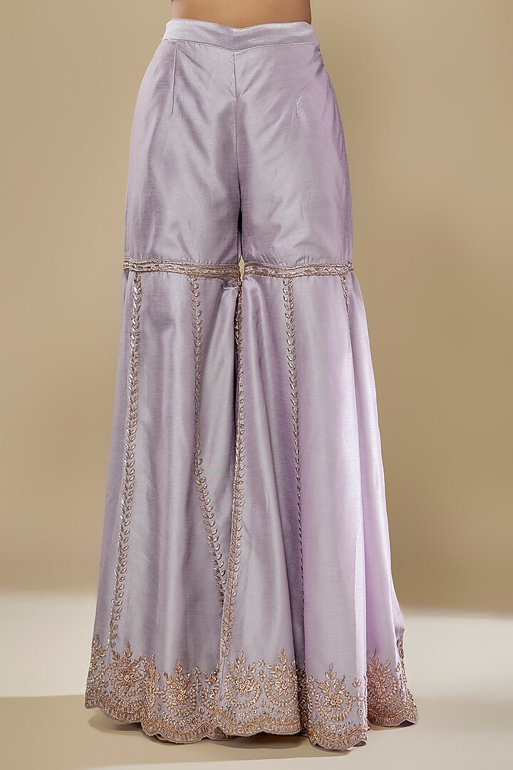 Lavender Upada Silk Zardosi Embroidered Gharara Set by Suhino at Pernia's Pop Up Shop