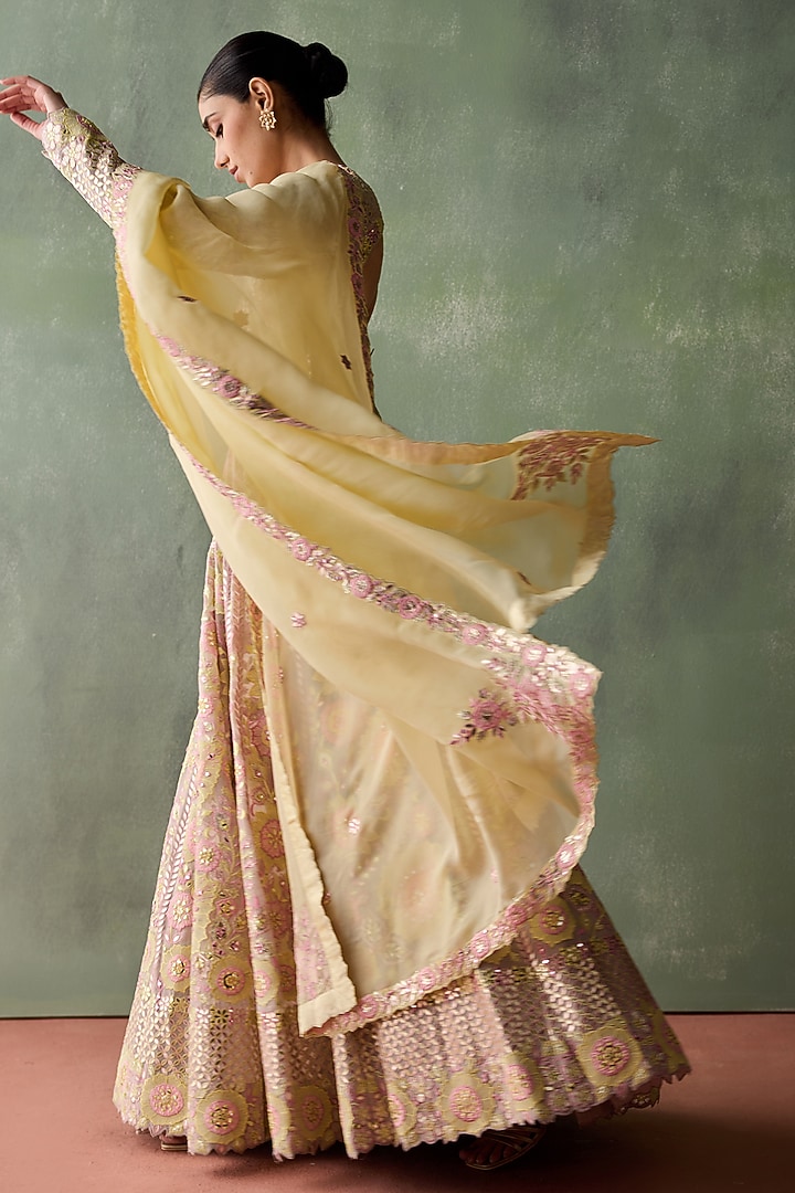 Grey Organza Resham & Mirror Embroidered Bridal Anarkali Set by Suhino at Pernia's Pop Up Shop