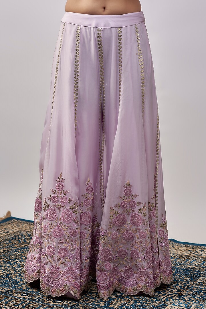 Purple Organza Resham & Mirror Embroidered Wedding Sharara Set by Suhino at Pernia's Pop Up Shop