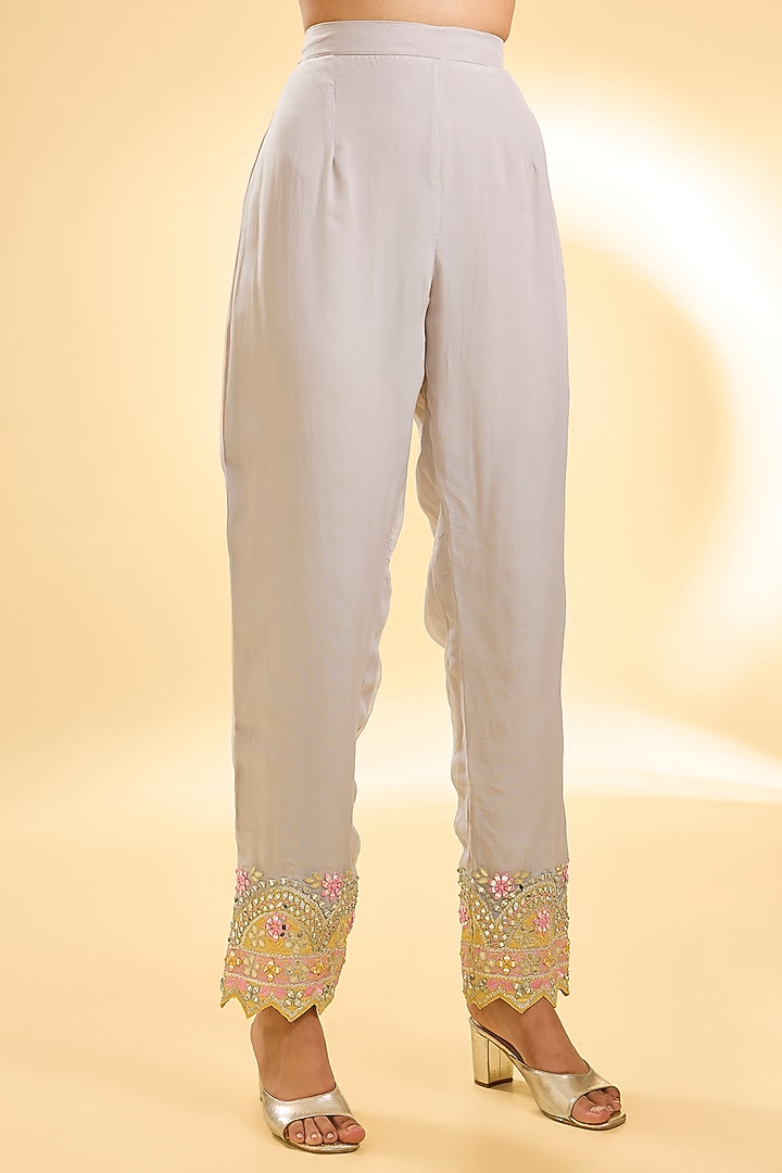 Grey Organza Patchwork Kurta Set by Suhino at Pernia's Pop Up Shop