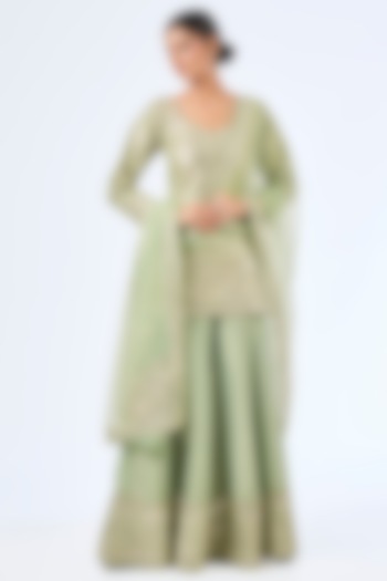 Green Tissue Gota Embroidered Wedding Sharara Set by Suhino at Pernia's Pop Up Shop