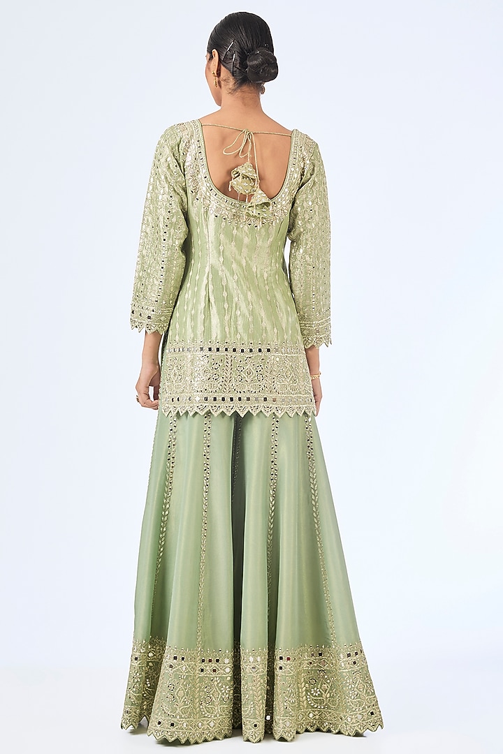Green Tissue Gota Embroidered Wedding Sharara Set by Suhino at Pernia's Pop Up Shop