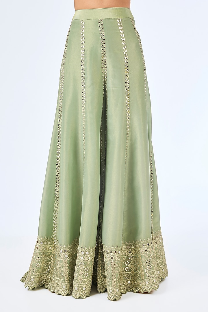 Green Tissue Gota Embroidered Wedding Sharara Set by Suhino at Pernia's Pop Up Shop