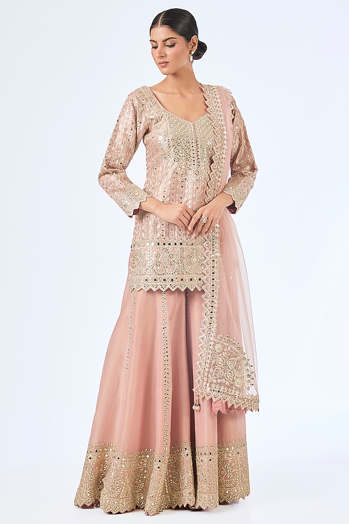 Pink Tissue Gota Embroidered Wedding Sharara Set by Suhino at Pernia's Pop Up Shop