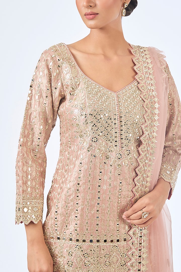 Pink Tissue Gota Embroidered Wedding Sharara Set by Suhino at Pernia's Pop Up Shop