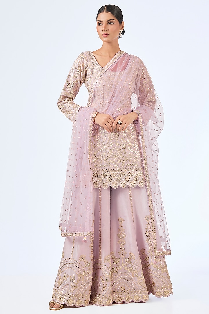Lavender Tissue Gota Embroidered Wedding Sharara Set by Suhino at Pernia's Pop Up Shop