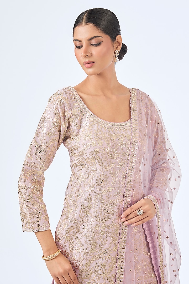 Lavender Tissue Gota Embroidered Wedding Sharara Set by Suhino at Pernia's Pop Up Shop