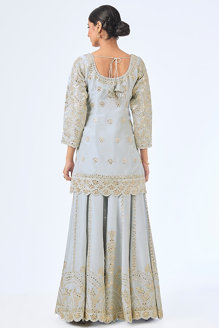 Ice Blue Tissue Gota Embroidered Wedding Sharara Set by Suhino at Pernia's Pop Up Shop