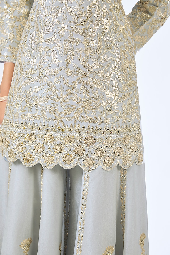 Ice Blue Tissue Gota Embroidered Wedding Sharara Set by Suhino at Pernia's Pop Up Shop