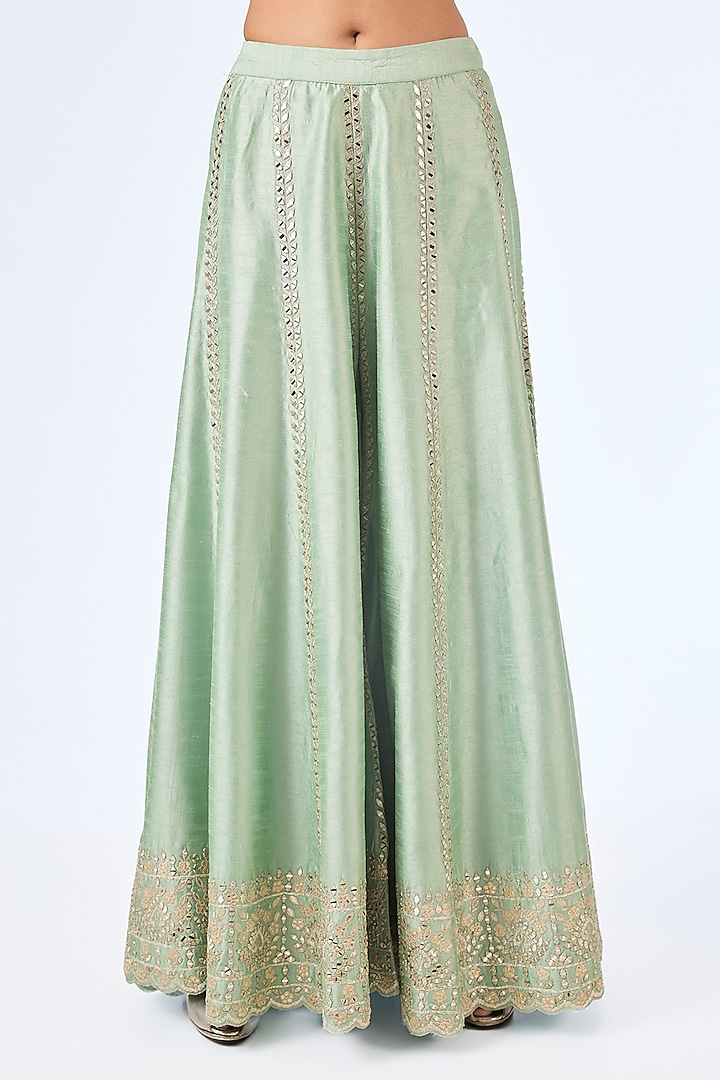 Aqua Slub Silk Gota Embroidered Wedding Sharara Set by Suhino at Pernia's Pop Up Shop