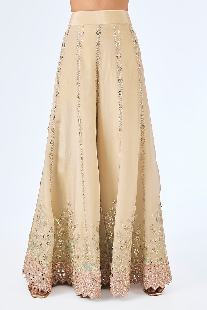 Blue & Pink Tissue Silk Mirror Work Kurta Set by Suhino at Pernia's Pop Up Shop