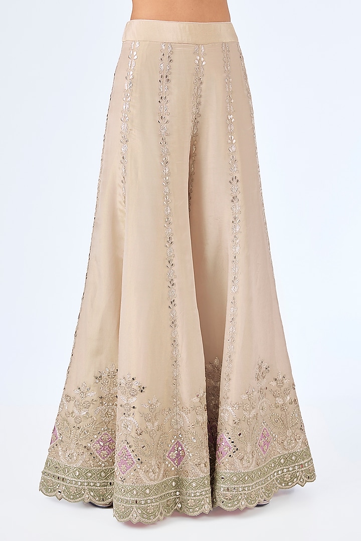 Green & Purple Tissue Silk Mirror Work Kurta Set by Suhino at Pernia's Pop Up Shop