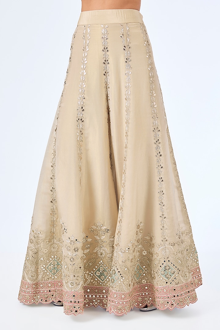 Blue & Pink Tissue Silk Mirror Work Kurta Set by Suhino at Pernia's Pop Up Shop