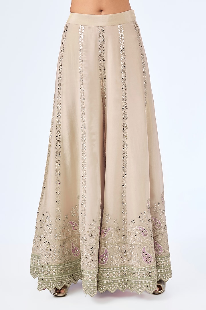 Green & Purple Tissue Silk Mirror Work Kurta Set by Suhino at Pernia's Pop Up Shop