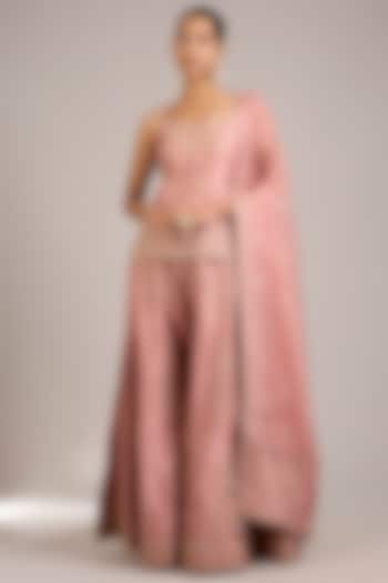 Copper Slub Silk Dori Handwork Embroidered Wedding Sharara Set by Suhino at Pernia's Pop Up Shop