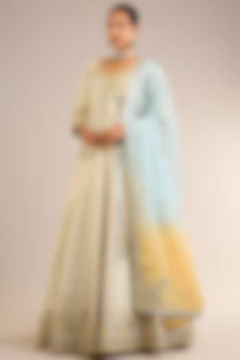 Ivory Tissue Mirror Embroidered Wedding Lehenga Set by Suhino at Pernia's Pop Up Shop
