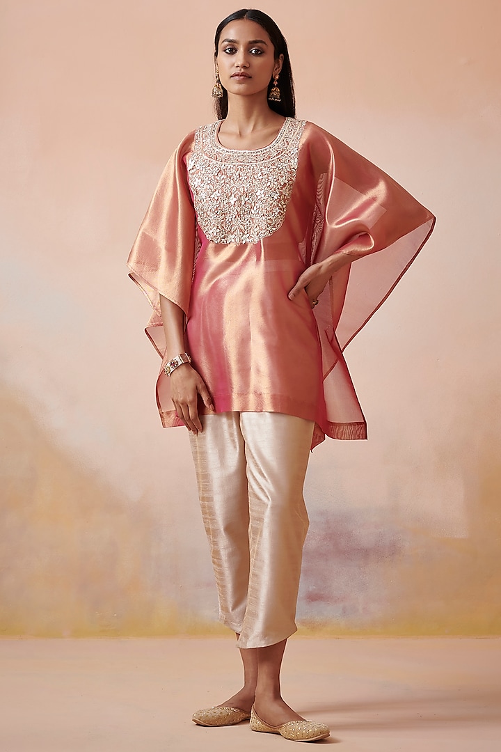 Rust Embroidered Kaftan Set by Suhino